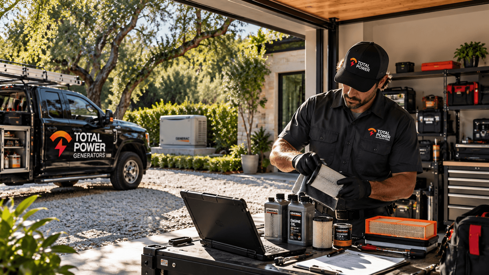 Total Power generator maintenance technician at a South Florida home