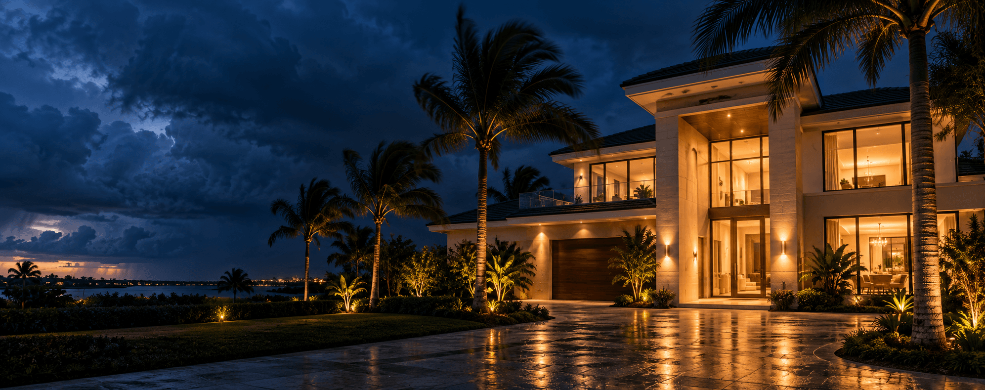 A South Florida home protected during a storm
